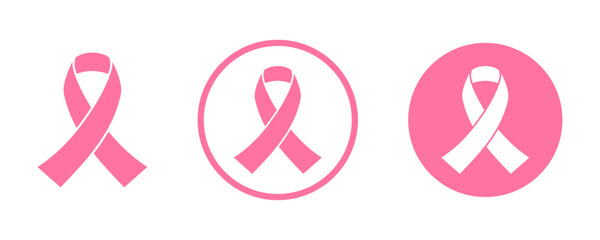 Breast cancer awareness ribbon icon set