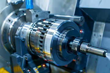 Fototapeta premium CNC lathe. Metalworking industry. CNC milling machine.