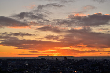 Obraz premium 朝陽に照らされる風景