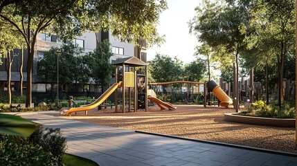 Children's playground. Outdoor views 