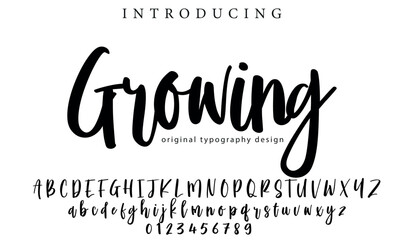 Growing Font Stylish brush painted an uppercase vector letters, alphabet, typeface