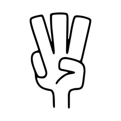 指を3本立てる右手のイラスト