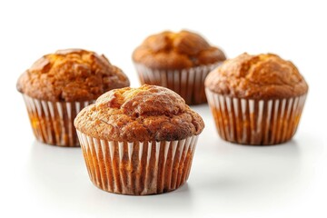 pumpkin muffins on white background
