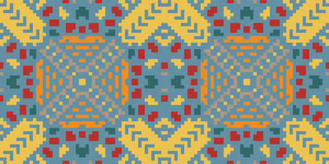 Moroccan Geometric Pattern Designfolk Embroidery, Aztec Geometric Ornament Print. Design for Carpet, Wallpaper, Clothing, Wrapping, Fabric