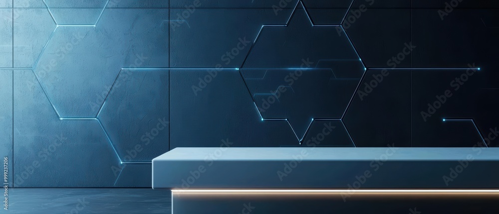 Poster futuristic workspace with sleek design and digital background ideal for technology and innovation th