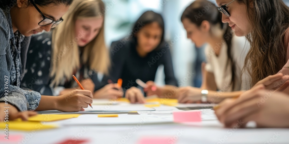 Fototapete a close-up reveals a hands-on workshop where employees actively participate and learn, emphasizing i