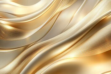 A flowing abstract design featuring smooth, golden waves, evoking elegance and luxury.