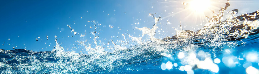 Underwater with Water Splashing and Sunlight Shining Through