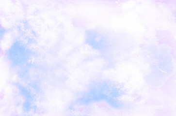 Sky clouds. Blue violet purple pink lilac lavender white abstract watercolor water. Pastel light soft pale. Colorful art background. Dream sleep fly calm. Winter Christmas. Design.