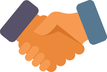 Two businessmen shaking hands making a deal in a flat design style