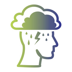 Mental Health icon on line gradient style