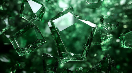 Shattered Glass: An Abstract Art Experience with Green Hues