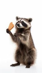 Fototapeta premium Curious Raccoon Standing on Its Hind Legs