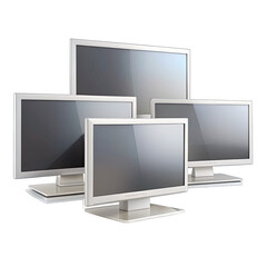 Fototapeta premium A collection of sleek flat white monitors stands prominently in an office ready for presentations showcasing modern design and functionality