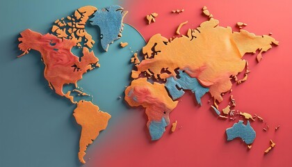 Environmental Impact Concept - Digital map of the world with tropical zones showing weather conditions.
