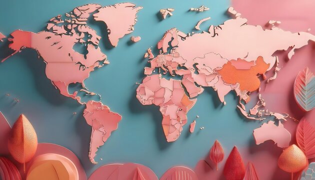 Environmental Impact Concept - Digital map of the world with tropical zones showing weather conditions.