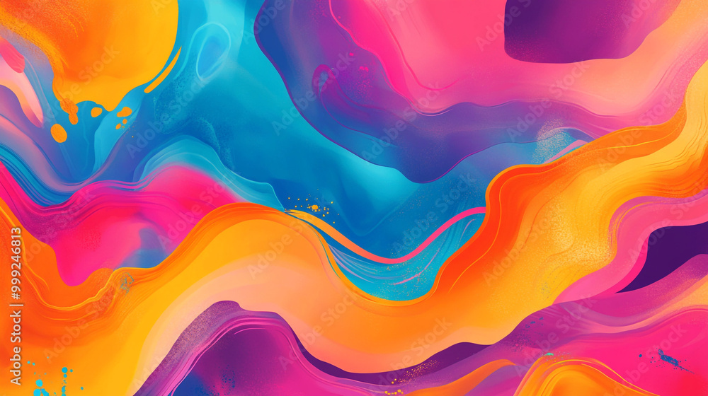Poster vibrant colorful abstract swirl fluid artwork. dynamic and vibrant abstract artwork featuring colorf