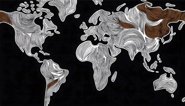Environmental Impact Concept - Digital map of the world with tropical zones showing weather conditions.
