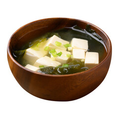 Miso soup with tofu, wakame seaweed and spring onion, Traditional Japanese soup