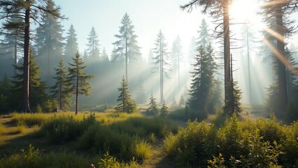 Sunlight shining through the trees