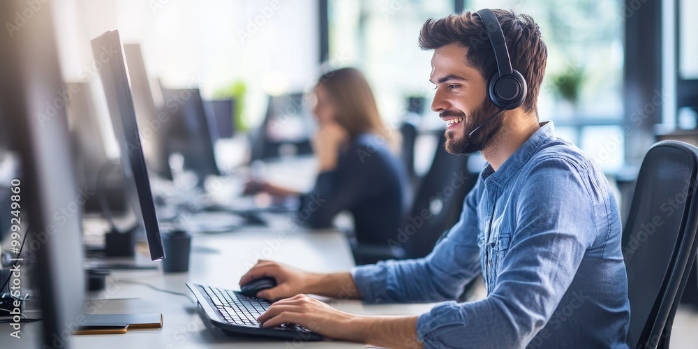 Leinwandbilder comprehensive customer support with agents using digital platforms and personalized attention to mee