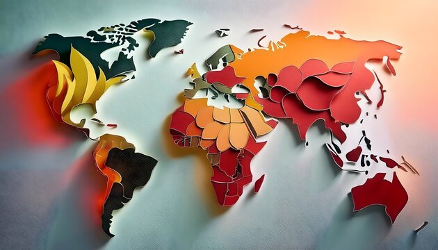 Environmental Impact Concept - Digital map of the world with tropical zones showing weather conditions.