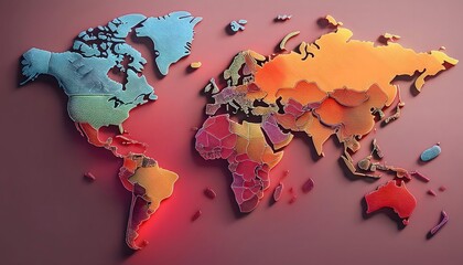 Environmental Impact Concept - Digital map of the world with tropical zones showing weather conditions.