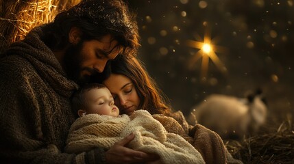 Holy arrival: Nativity of Jesus represents a profound moment in history, divine grace enters world, symbolizing peace and joy through birth of the Savior in a simple manger setting.
