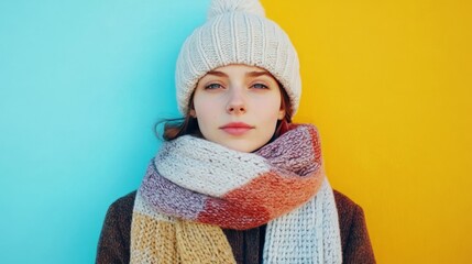 Stylish Woman Bundled Up in Winter Accessories Outdoors