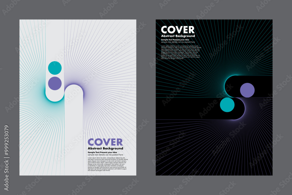 Wall mural vector abstract background radial line patterns, curve and converge towards a central point with two