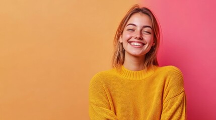 Fototapeta premium Cheerful and Confident Young Woman Smiling with Joyous Expression