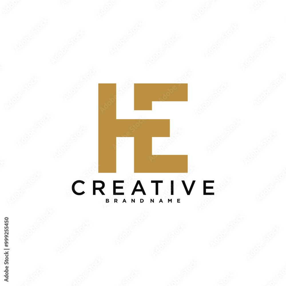 Poster HE or EH letter logo design. Creative H E letter icon. Premium Vector