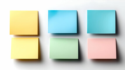 Colorful Sticky Notes on White Background for Reminders