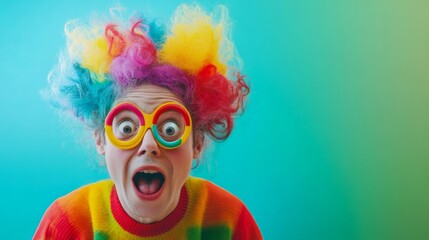 Colorful Portrait of a Whimsical Clown-Like Character in Studio