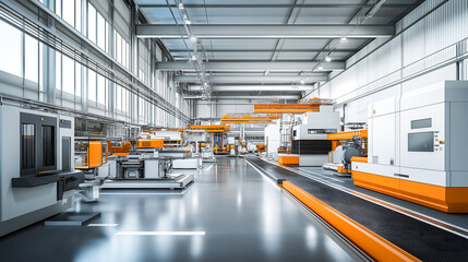 Obraz premium A factory interior construction, Modern large production lines, Industrial production technology