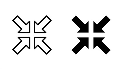 minimize icon set, rally compact size small scale arrows icons vector illustration on white background