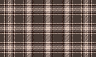 Plaid fabric pattern, brown, cream, seamless, neat crisscross pattern, for textiles, and for designing clothes, skirts or decorative fabrics. Vector illustration.