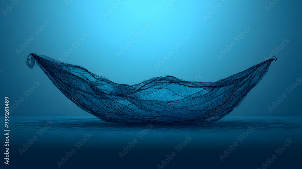 Poster abstract net in blue background - minimalist design