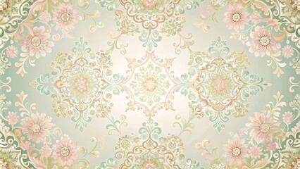 Obraz premium A delicate and intricate floral pattern with intricate swirls and delicate floral motifs, evoking a sense of elegance and vintage charm.