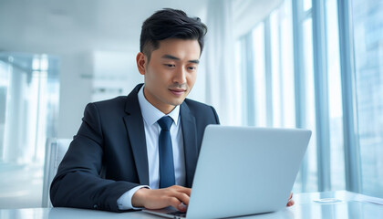 businessman working on laptop