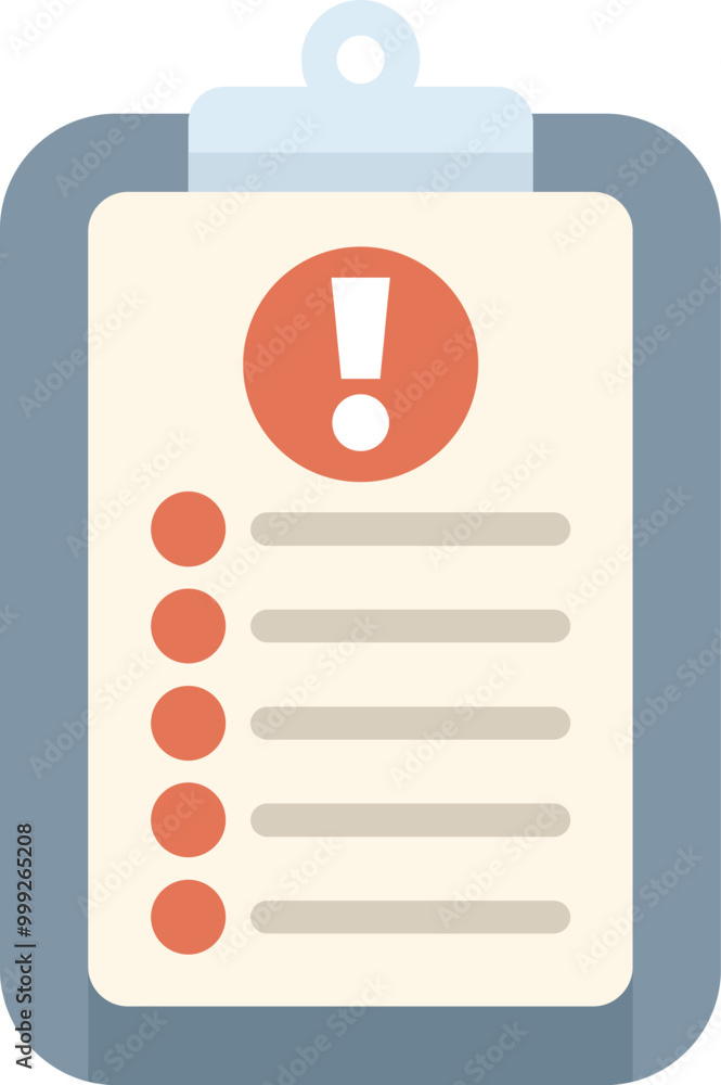 Poster clipboard showing an alert message with an exclamation point icon, representing a warning or notific