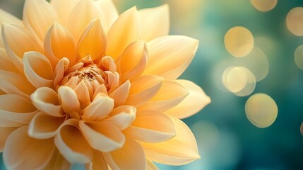Obraz premium A captivating close up photograph showcasing a stunning golden flower in full vibrant bloom The image highlights the intricate details of the petals and the soft