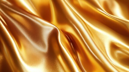 Fototapeta premium A shiny gold fabric background with elegant folds and highlights