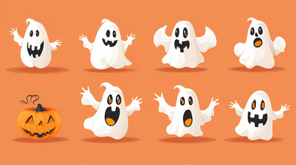 Halloween characters horror vector set design. Halloween character like grim reaper, ghost, pumpkin and Frankenstein.