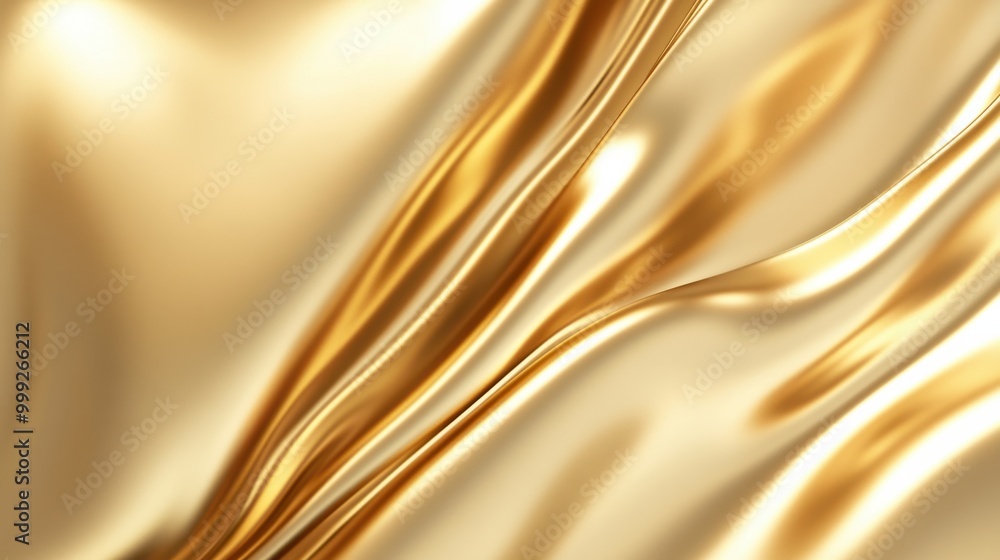 Aufkleber A smooth gold chrome background with a highly reflective surface and soft gradients