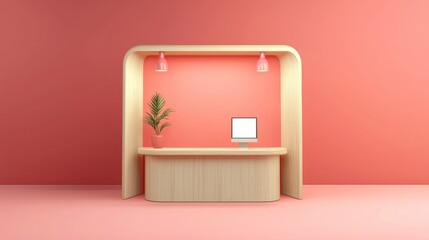 A booth mockup design with customizable elements for branding.