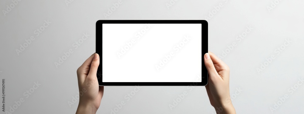 Poster a minimalistic digital tablet with an empty screen.
