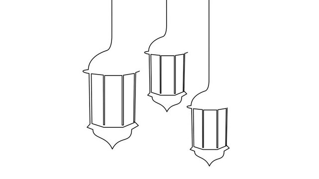 Lantern ramadan continuous line drawing decorative design on white background template
