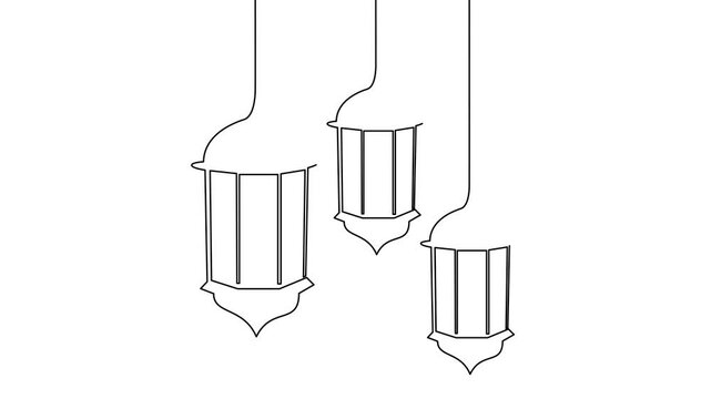Lantern ramadan continuous line drawing decorative design on white background template