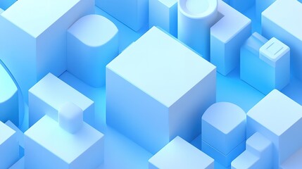 Obraz premium 3d isometric clean blue or white cube background. Perfect circle. 2 in 1. 
